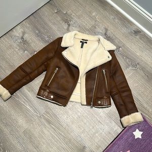 Aqua Girls Faux Suede Shearling Aviator Jacket